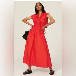 Proenza Schouler White Label cutout shirred cotton-poplin midi size XS.